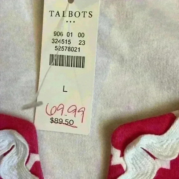 TALBOTS Pink White Quatrefoil Print MIDI Dress Size L Sleeveless Pockets Casual - Picture 10 of 10